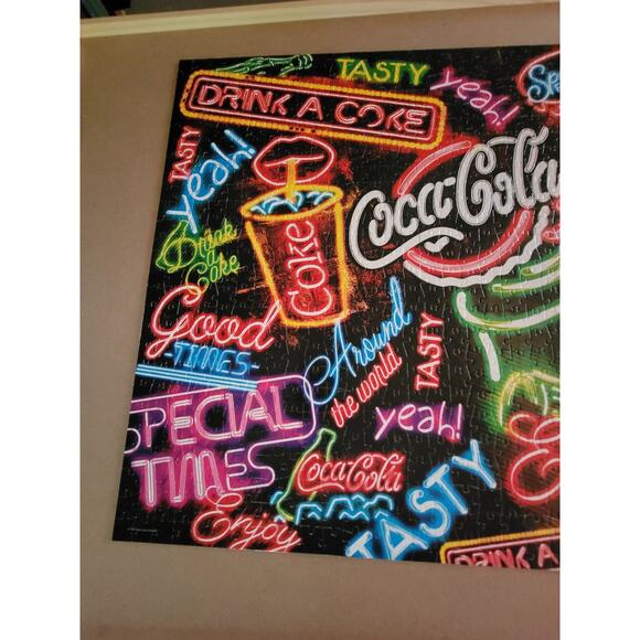 Coca-Cola Neon Jigsaw Puzzle 1000 pc Buffalo Games Complete - Picture 7 of 7